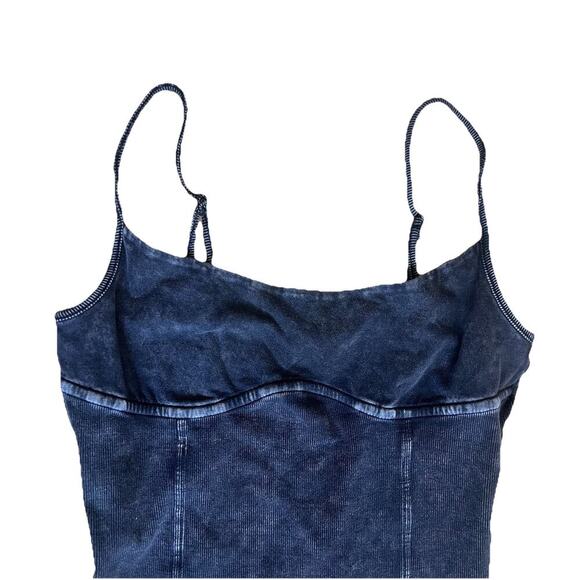 Y2K Forever 21 Black Washed Corset Style Spaghetti Strap Cami Grunge Indie Large - Picture 2 of 5